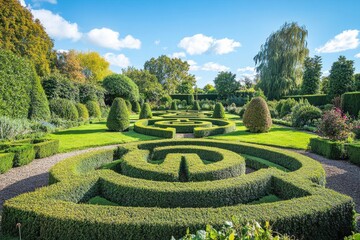 Explore a Lush Topiary Maze in a Formal Garden Setting - Ideal for Nature Lovers