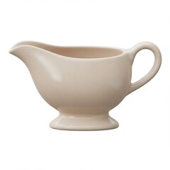 Beige Ceramic Gravy Boat on White Background