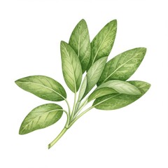 Obraz premium Watercolor Illustration of Fresh Sage Leaves