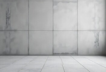Fototapeta premium Generative AI: Abstract concrete interior with tiled flooring and textured wall panels