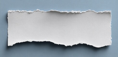 Naklejka premium Ripped piece of white paper on a light blue background