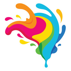 Obraz premium Vector art of colorful abstract splash of liquid paint, vibrant and dynamic, isolated on white background