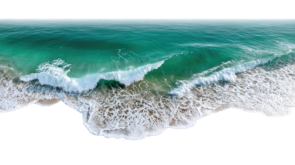 Azure Majesty: An aerial perspective captures the raw power and beauty of the ocean, with a dramatic interplay of turquoise waves crashing against the shore, evoking feelings of freedom and adventure.