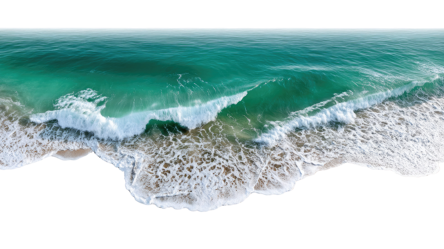 Azure Majesty: An aerial perspective captures the raw power and beauty of the ocean, with a dramatic interplay of turquoise waves crashing against the shore, evoking feelings of freedom and adventure.