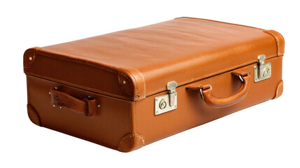 Vintage Leather Suitcase: This timeless image showcases a meticulously crafted, weathered leather suitcase, exuding an aura of classic travel and vintage charm.
