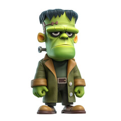 3D Frankenstein Monster in Green Coat Cartoon Style