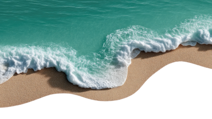 Ocean's Embrace: A serene scene captures the rhythmic dance of the ocean, where gentle waves caress the sandy shore in a moment of tranquil beauty.