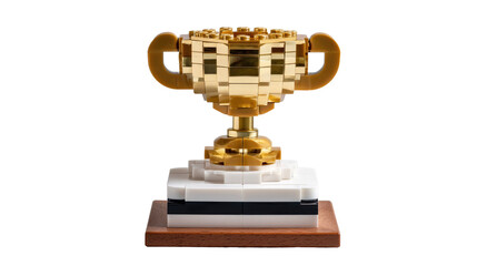 Golden Trophy: A meticulously crafted trophy, symbolizing achievement and reward, standing proudly against a neutral backdrop, exuding an aura of success and recognition. 