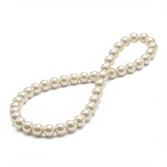 Obraz premium Cream Round Pearl Necklace on White Background