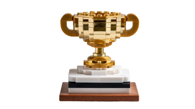 Golden Trophy: A meticulously crafted trophy, symbolizing achievement and reward, standing proudly against a neutral backdrop, exuding an aura of success and recognition. 