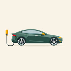 Fototapeta premium Elektroauto Symbol Laden E Auto Vektor Illustration Elektromobilität Nachhaltigkeit Umweltfreundlich Erneuerbare Energie Ladestation E Mobilität Technologie Zukunft Verkehr Auto Mit Stecker Minimalist