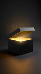 A golden gift box bursts open, revealing a radiant light and celebratory confetti. Magic and wonder fill the scene.
