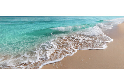 Obraz premium Seashore Serenity: Waves gently roll onto a pristine beach, showcasing the boundless beauty of the ocean, inviting a sense of calm and wonder.