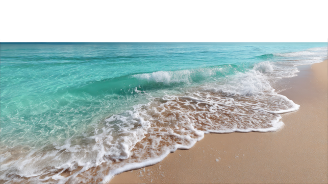 Seashore Serenity: Waves gently roll onto a pristine beach, showcasing the boundless beauty of the ocean, inviting a sense of calm and wonder.