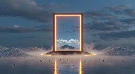 Mystical Portal in Fantasy Environment, Surreal Concept