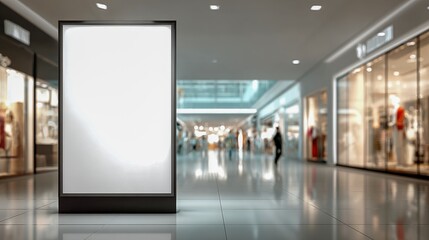 Blank Billboard Display in Modern Shopping Mall: Advertising Space for Retail Marketing
