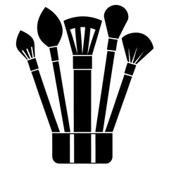 Makeup Brush Set vector clean black silhouette design white background