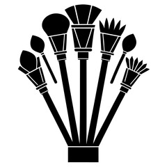 Makeup Brush Set vector clean black silhouette design white background
