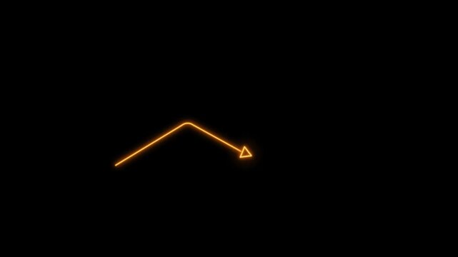 Glowing business growth arrow animation. abstract business down to up arrow animation