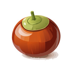 Obraz premium Stylized Cartoon Illustration of Orange Fruit with Green Top on Black Background