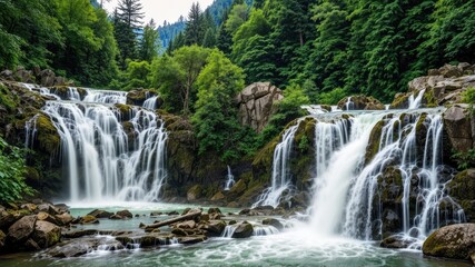 Obraz premium Triglav National Park's Martuljek Waterfalls: Stunning Slovenian Landscape