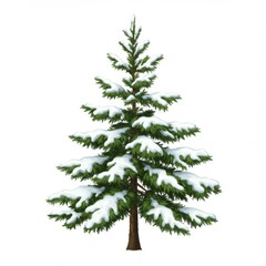 Fototapeta premium Snowy Pine Tree Winter Illustration
