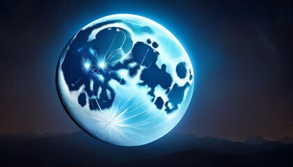 moon full moon blue moon glowing gradient shading