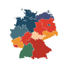 Fototapeta premium Germany map illustration political colorful state boundaries country infographic