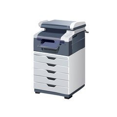 Office printer equipment with paper drawers for workplace efficiency and document production in a modern office setting