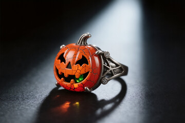 Jack-O'-Lantern Ring with Glowing Eyes