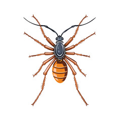 Obraz premium Winged insect with many legs graphic vector illustration on black backdrop detailed anatomical art