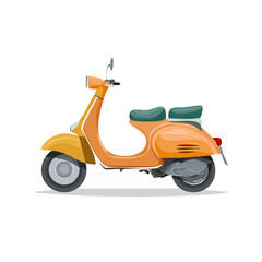 Orange scooter illustration retro transportation stylish vehicle urban transport moped design mobility summer travel Italian style vintage vehicle