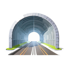 Cartoon Tunnel Entrance, Roadway, Light at End, Perspective View, Transportation