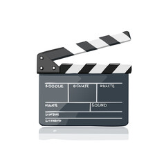 Cartoon style slate board. Clapper board open for the start of film production.