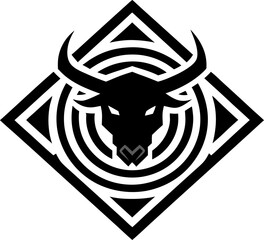 Minotaur Inside a Geometric Labyrinth Logo Vector
