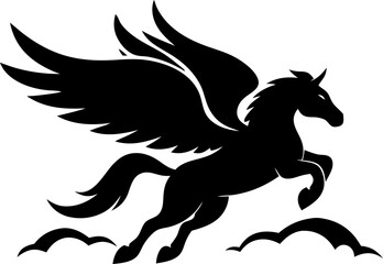 Pegasus Winged Horse Taking Flight from a Cloud Vector