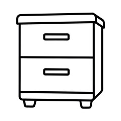 Two-drawer cabinet in a smooth line art style