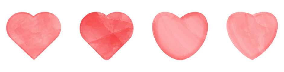 Set of Watercolor Hearts