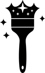 Paintbrush with Sparkles Icon Silhouette Vector Illustration