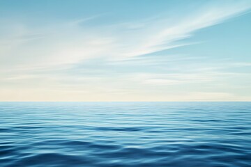 Obraz premium Empty ocean scene with gradient blue sky, very calm water, and a flat, clean horizon.