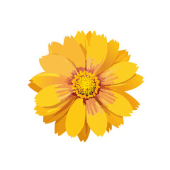 Naklejka premium Vibrant yellow flower illustration detailed petals and center on black background bold design for botanical themes floral art projects