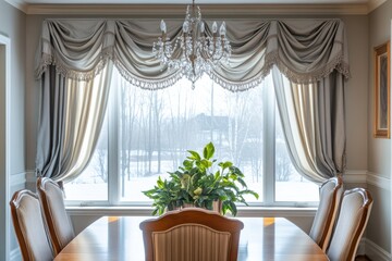 Elegant Valance Curtains for a Classic Traditional Dining Room Decor