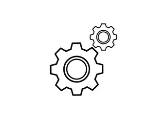Fototapeta premium Vector illustration of photo of two gears icon isolated on white background, symbolizing teamwork, process, and mechanical engineering