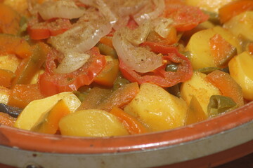 A close-up shot of a fresh tajine or tagine with vegetables	