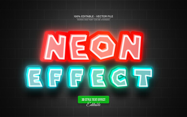 Neon Text Effect for Poster, Logo and T-Shirt Templates