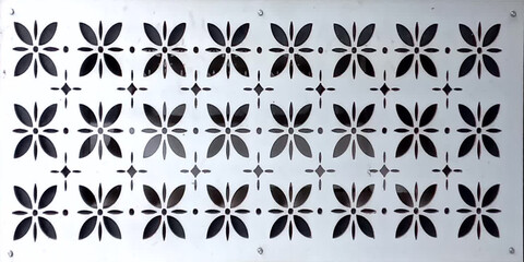 grey aluminum wall with seamless floral pattern