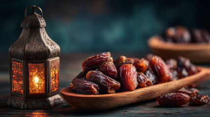 Ramadan traditional dates and lantern