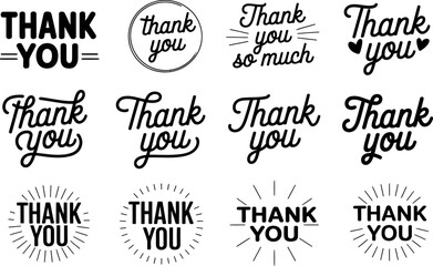 Thank you vector graphics collection for appreciation cards