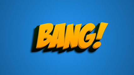 Bold orange Bang text on blue