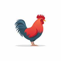 Fototapeta premium Stylized Rooster with Red Comb and Tail Feathers Standing Proudly